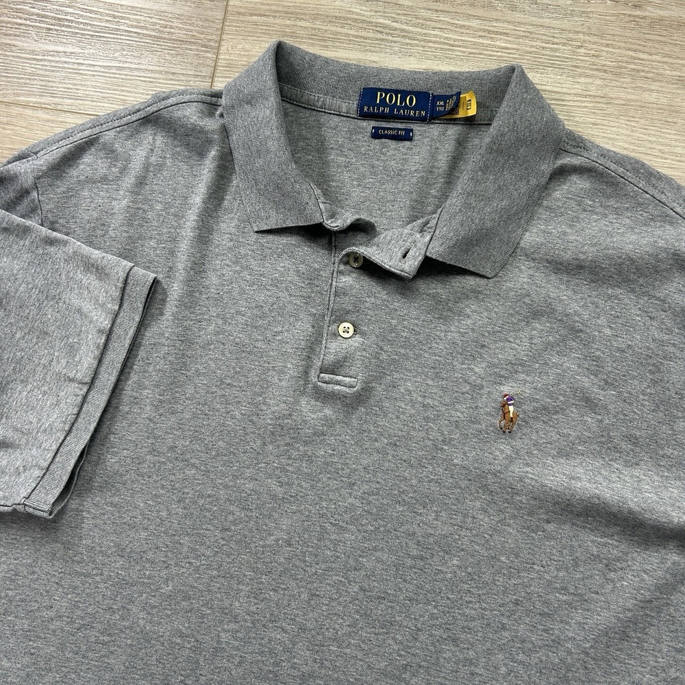 Polo Ralph Lauren Shirt XXL Gray Mens Classic Fit Short Sleeve Flesh Pony Golf